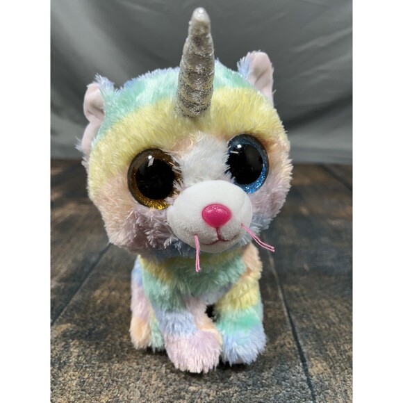 TY Beanie Boos Heather Unicorn Rainbow Cat Plush Stuffed Animal, Small 6” Plush! - Picture 1 of 9